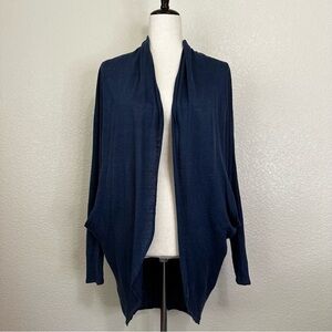 Zara Collection 100% Linen Navy Blue Open Front Cardigan, Sz Medium